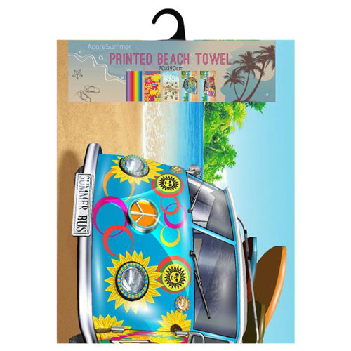 MICROFIBRE BEACH TOWELS SUMMER BUS BLUE **