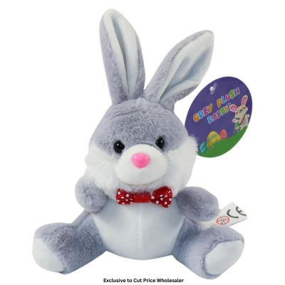 15cm Grey Plush Sitting Rabbit