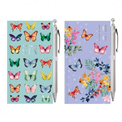 2026 Diary Slim WTV with Pen Butterfly & Floral
