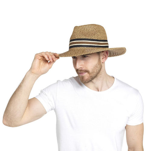 MENS STRAW HAT WITH CONTRAST TRIM