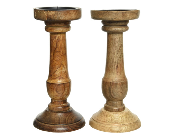 Mangowood Candleholder 2 Assorted 25cm - PRICE FOR ONE HOLDER