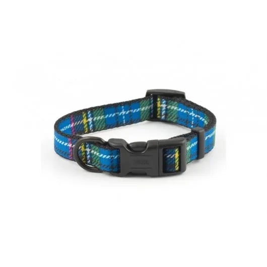 Fashion Nylon Adjustable Collar Tartan Blue 30-50cm