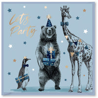 DESIGN BY VIOLET SQUARE CARD 12's - PARTY ANIMALS "LET'S PARTY"