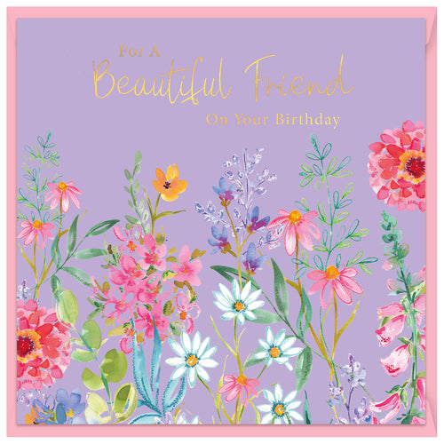 DESIGN BY VIOLET SQUARE CARD - AURORA "BEAUTIFUL FRIEND" Birthday