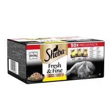 SHEBA Fresh & Fine Wet Cat Food Pouch Poultry in Gravy Mega Pack 50 x 50g