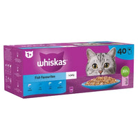 Whiskas 1+ Cat Wet Pouches Fish Favourites In Jelly 40x85g