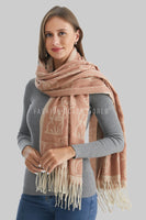 Cute Dog & Love Heart Reversible Print Tassel Scarf - Nude/Pink