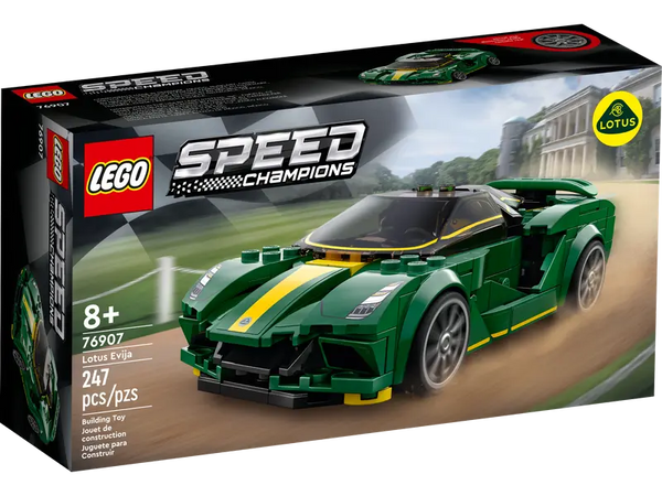 LEGO Speed Champions Lotus Evija Race Car Toy Model for Kids, Collectible Set with Racing Driver Minifigure 76907