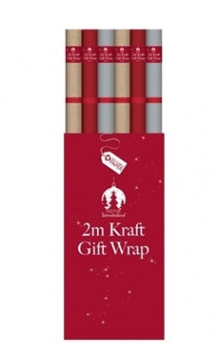 Roll Wrap XMAS Coloured Kraft Wrap 2m x 70cm