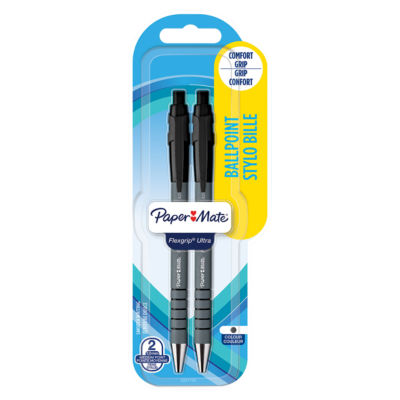 Paper Mate Pen Flexgrip Ultra - Black - Retractable- Pack of 2