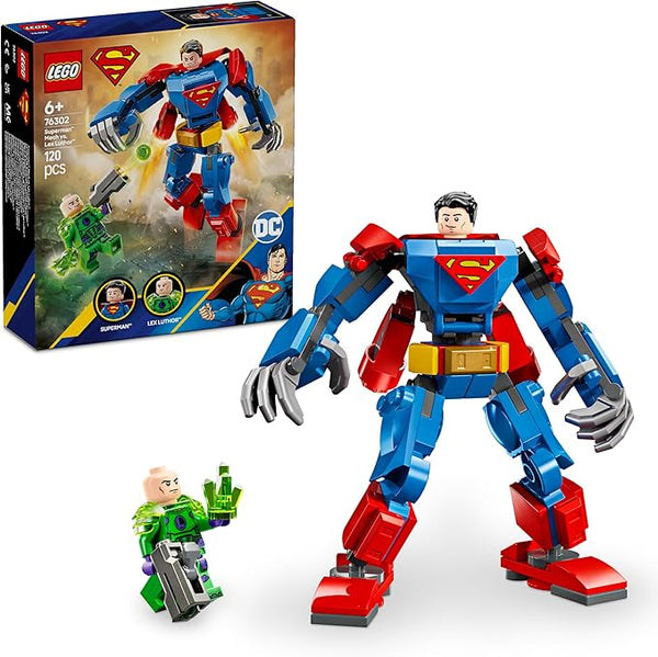 LEGO DC Superman Mech vs. Lex Luthor, Super Heroes Toy with 2 Minifigures, a Stud Shooter & Kryptonite - Buildable Figure Set - Gift 6 Plus Year Old Boys & Girls 76302