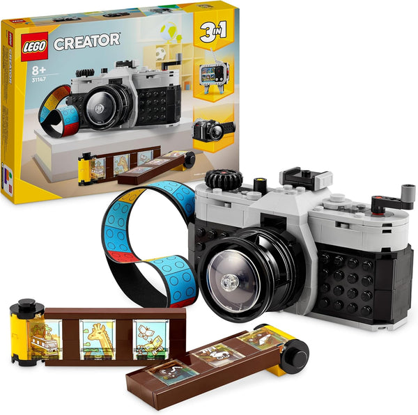 LEGO 31147 Creator 3in1 Retro Camera Toy to Video Camera to TV Set, Kids' Desk Decoration or Bedroom Accessories, Photography Gifts for Girls and Boys Aged 8 Plus Years Old Who Enjoy Creative Play 31147