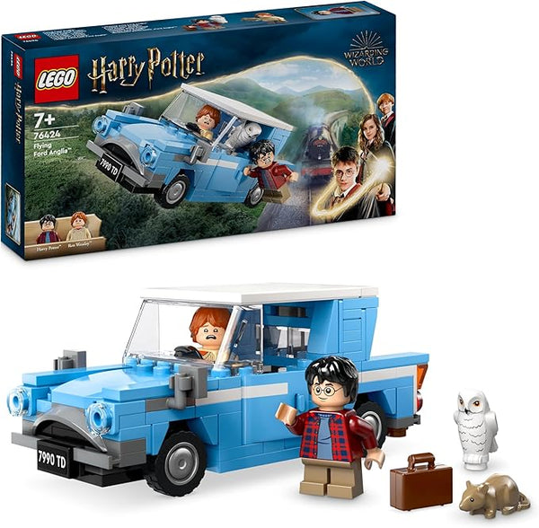 LEGO Harry Potter Flying Ford Anglia Car Toy for 7 Plus Year Old Kids, Boys & Girls, Buildable Model with Ron Weasley Character Minifigure and Hedwig the Owl Figure, Wizarding World Gifts 76424