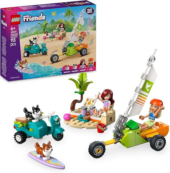 LEGO Friends Surfing Dogs and Adventure Set, Building Toy for 6 Plus Year Old Girls, with 2 Mini Doll Characters and 2 Pet Corgi Animal Figures, Kids’ Creative Playset 42641