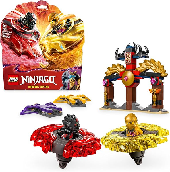 LEGO NINJAGO Dragon Spinjitzu Battle Pack Set with 2 Minifigures, Launchers & Flying Elements - Action Ninja Toy for 6+ Year Old Boys & Girls - Gifts for Dragons Rising TV Show Fans - 71824