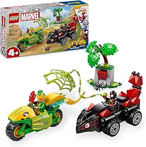 LEGO Marvel Spin and Electro Dinosaur Vehicle Chase Set, Creative Building Toy with a Super Hero Car, Gift for 4 Plus Year Old Boys, Girls and Fans of the Spidey and His Amazing Friends Show 11198