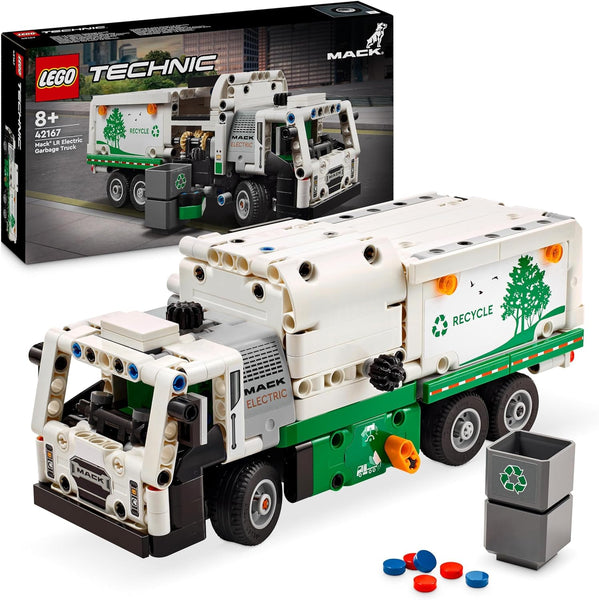 LEGO Technic Mack LR Electric Garbage Truck Toy for Boys & Girls aged 8 Plus Years Old, Recycling Bin Lorry with Realistic Features, Vehicle Gift Idea 42167