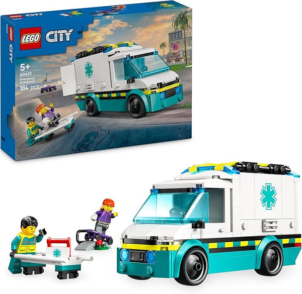 LEGO City Emergency Ambulance Toy with 2 Minifigures - Educational Learning Toys for 5+ Year Old Boys & Girls - Gift Ideas for Birthdays & Holidays - 60451