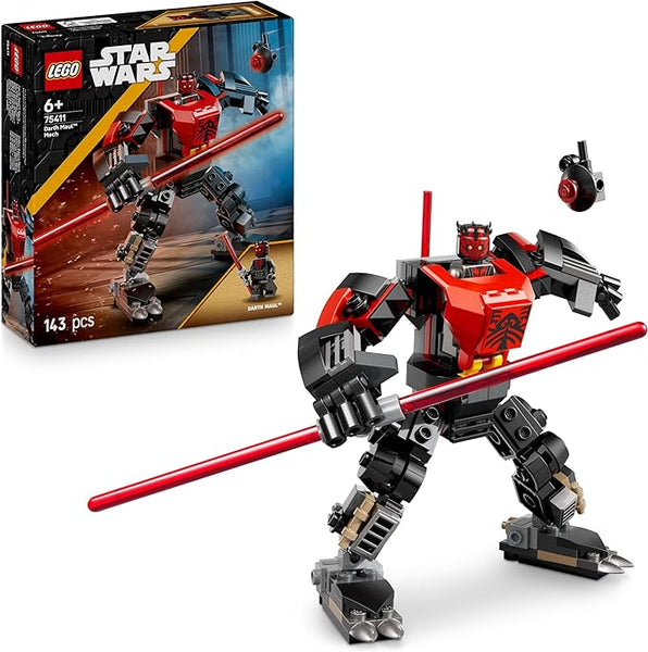 LEGO Star Wars: The Clone Wars Darth Maul Mech Building Toy for Boys, Girls, Fans and Fantasy Lovers Aged 6 Years Old Plus, Gift Idea for Kids, Includes a Large Double-Bladed Red Lightsaber 75411