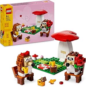 LEGO Hedgehog Picnic Date - Animal Toy Playset for 8 Plus Year Old Girls & Boys - Nature Building Set with Mushroom Model and 2 Figures - Valentine's Day Decor - Gift for Kids - 40711