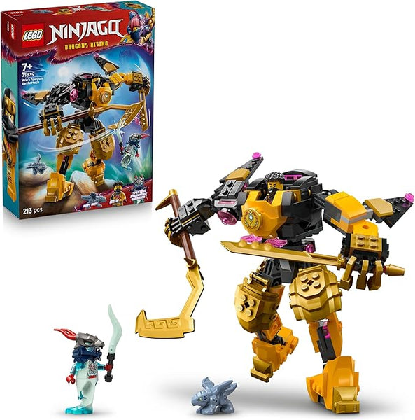 LEGO NINJAGO Arin’s Spinjitzu Battle Mech Toy - Mix & Match Posable Figure, Baby Riyu Dragon & 2 Ninja Minifigures - Gift for 7+ Boys & Dragons Rising Fans - 71839