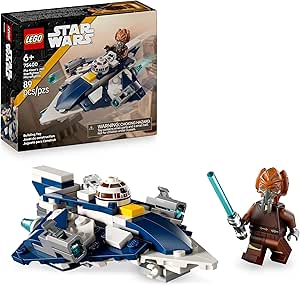 LEGO Star Wars: The Clone Wars Plo Koon’s Jedi Starfighter Microfighter, Collectible Building Toy for Kids, Gift for Boys, Girls and Fans Aged 6 Years Old and Over, Includes a Blue Lightsaber 75400