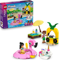 LEGO Friends Unicorn & Flamingo Pool Party Toy with Animal 'Floaties', 2 Mini Dolls, Churro the Cat & Accessories incl. a DJ Booth & Sunbeds - Creative Gift for 5+ Year Old girls - 42658