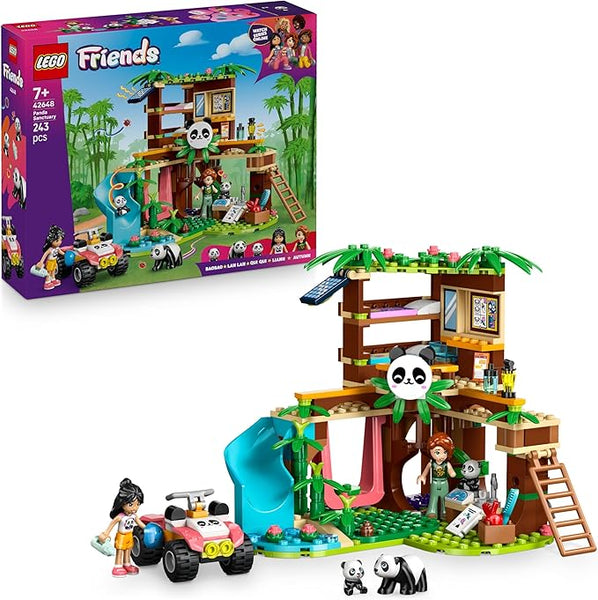 LEGO Friends Panda Sanctuary Animal Care Toy with a Tree House, Quad Bike, 2 Mini Dolls and 3 Panda Figures - Creative Building Set for 7+ Year Old Girls - 42648