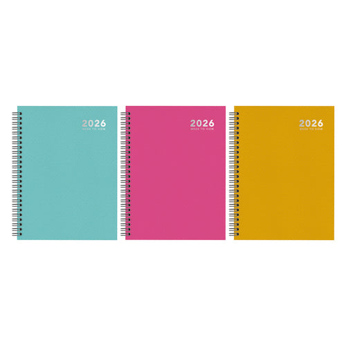2026 BRIGHTS (3 ASSORTED) WEEK TO VIEW A5 WIRO DIARY