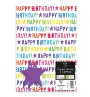 2 Happy Birthday Gift sheets and 2 Gift Tags