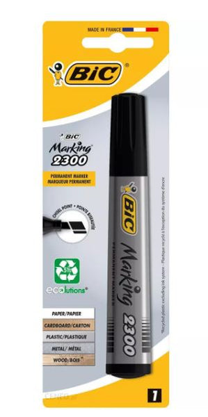 Bic 2300 Eco Black Permenent Marker Pen In Blister