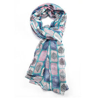Scandi Leaves Scarf TURQUOISE