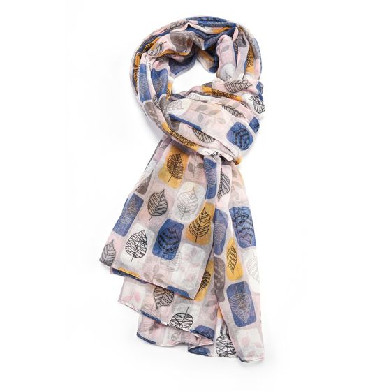 Scandi Leaves Scarf GREY