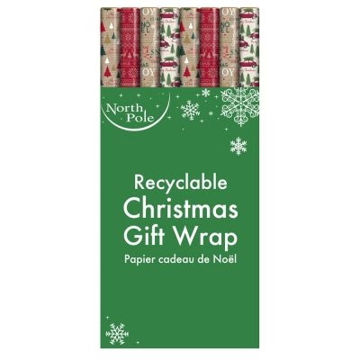 Christmas 4m Sim Kraft Gift Wrap