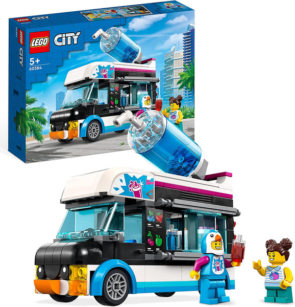 LEGO 60384 City Penguin Slushy Van, Truck Toy for Kids 5+ Years Old, Vehicle Building Set with Cosutme Figure, Summer Series, Gift Idea for Boys and Girls