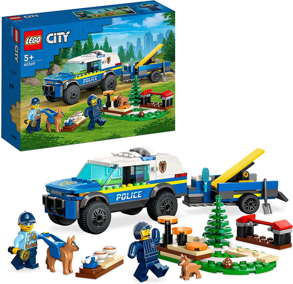 LEGO 60369 City Mobile Police Dog Training Set, SUV Toy Car with Trailer, Obstacle Course and Puppy Figures, Animal Playset for Boys and Girls Aged 5 Plus