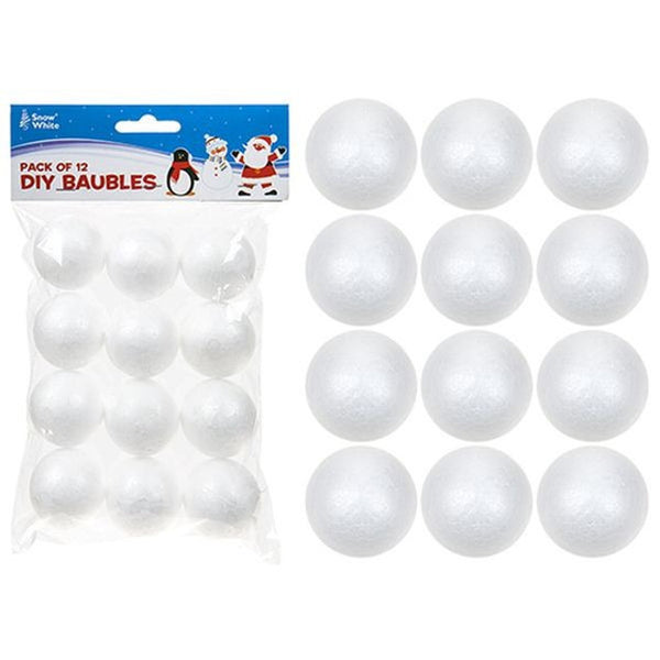 Pack Of 12 3.6cm Polyfoam Diy Baubles