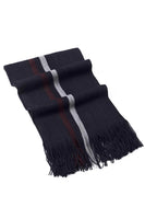 Three Stripes Knitted Tassel Unisex Scarf - Navy Blue
