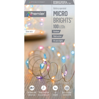 100 LED MicroBrights Pin Wire Lights Rainbow - PK 1