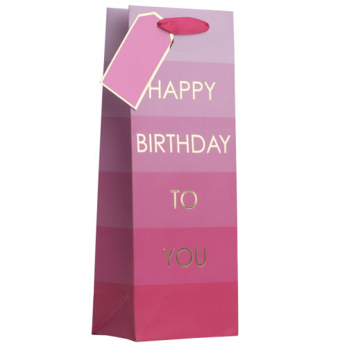 Happy Birthday Pink Gift Bottle Bag