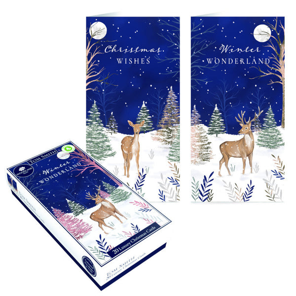 Box 20 Luxury Slim Cards Winter Animals