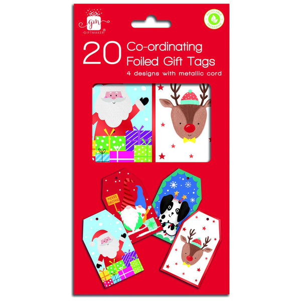 Christmas Co-ord Santa & Friends Tags 20pk