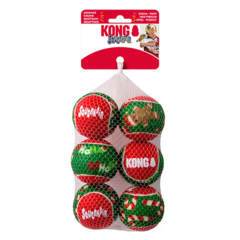 Kong Holiday SqueakAir Balls 6-pk Small