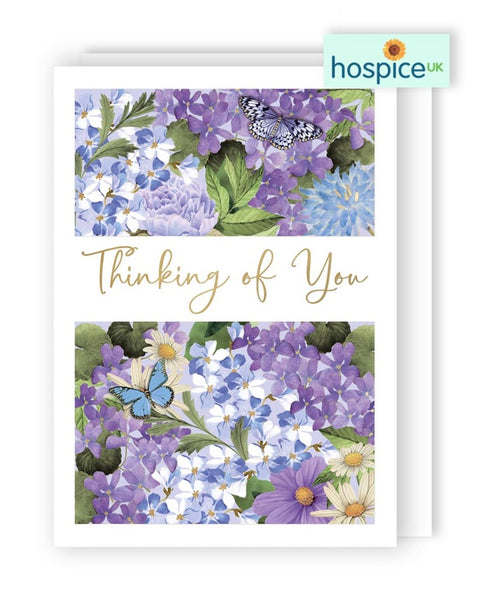Pansies, hydrangeas and butterflies - Greeting Card