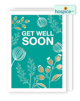 Get Well - Flowers On Green - Greeting Card