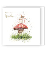 Mouse On Toadstool - Greeting Card