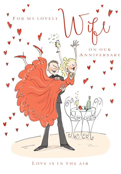 WIFE ANNIVERSARY/ LOVE IS IN THE AIR GREETING CARD