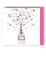 Champagne Bottle Exploding Handmade Birthday Greeting Card