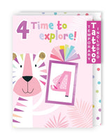 Age 4 - Tiger & Elephant Birthday Greeting Card