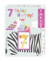 Age 7 - Giraffe & Bird Birthday Greeting Card